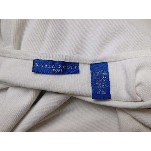 Karen Scott Tank Top XL White Black Neckline Casual - Picture 4 of 4